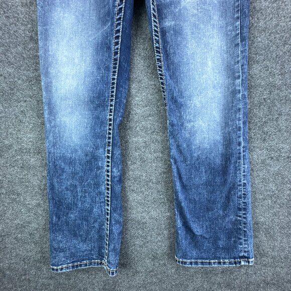**SOLD**Buckle BKE Jake Jeans Mens 31R X 30 Blue Bootleg Stretch Western Cowboy - Picture 3 of 15